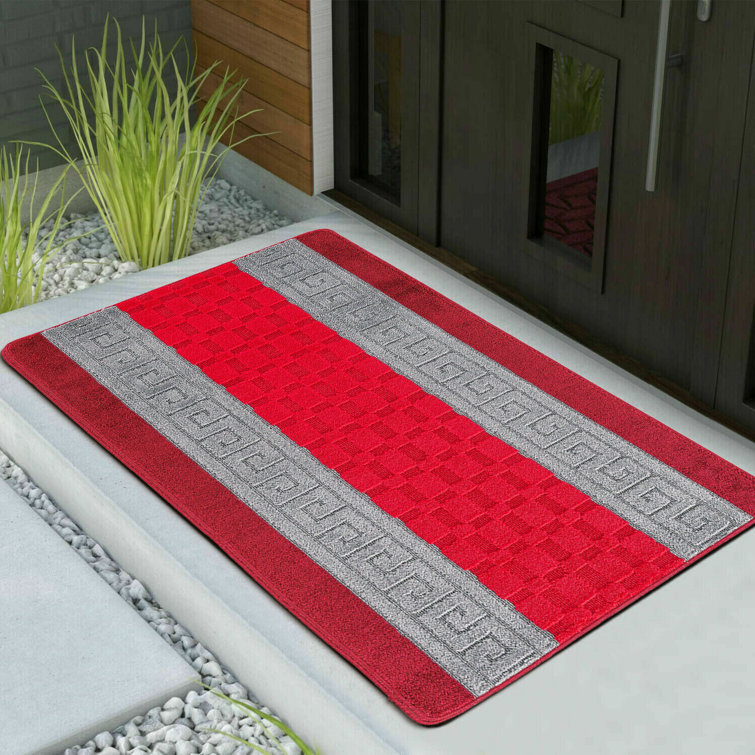 17 Stories Lakendria Flatweave Red/Grey Rug Wayfair.co.uk
